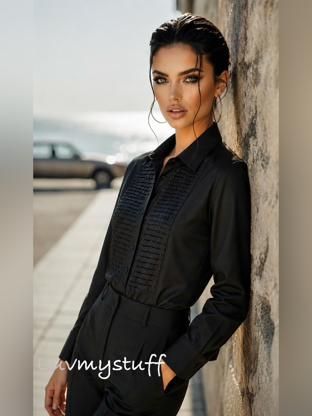 🖤✨Cute Bianca Nygard Black sequence front Blouse